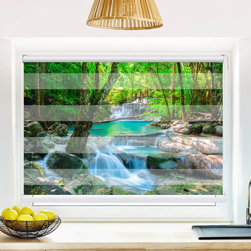 Klemmfix Doppelrollo "Wasserfall im Wald in Thailand" | Klemm Doppelrollo