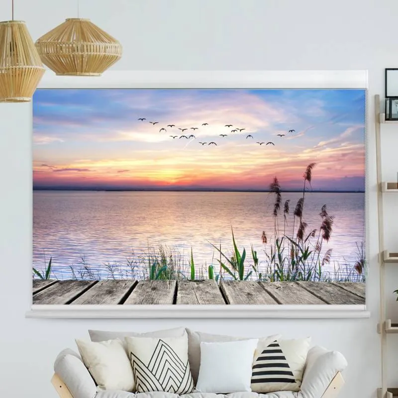 Kassettenrollo Motiv "See Steg Schilf" | bis B 420 x H 420 cm