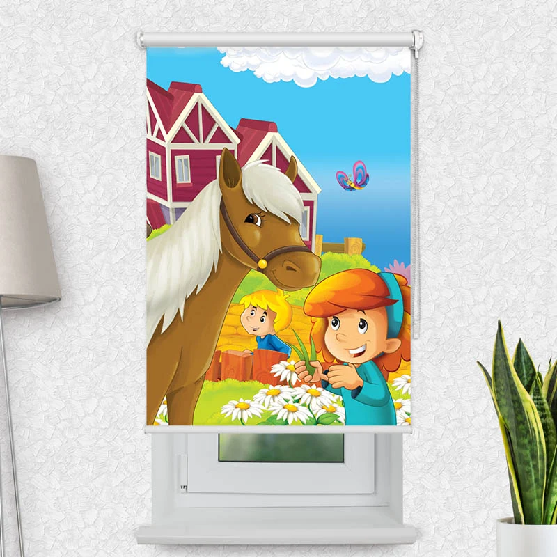 Motivrollo 'Maedchen mit Pferd' | Bis B 430 x H 440 cm