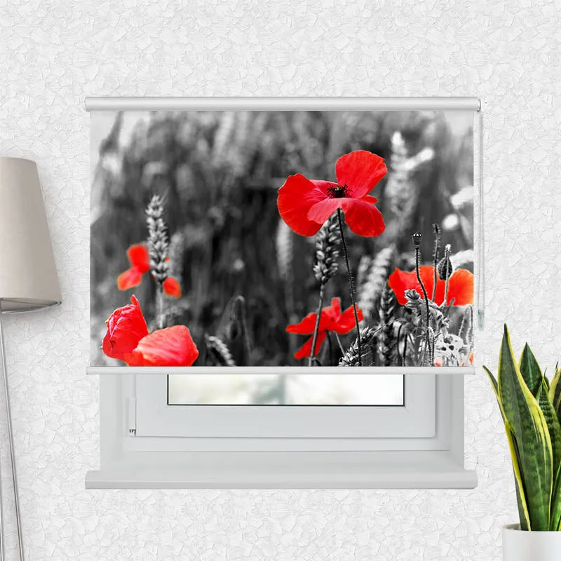 Motivrollo 'Mohnblumen' | Bis B 430 x H 440 cm