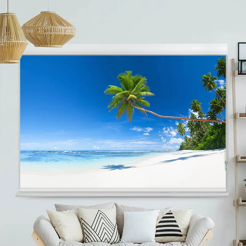 Kassettenrollo Motiv "Traumstrand mit Palmen" | bis B 420 x H 420 cm