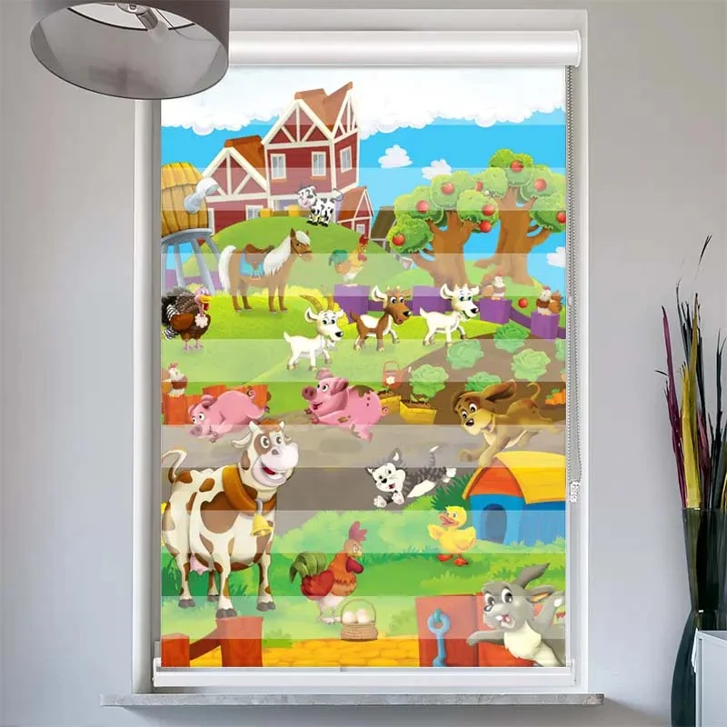 Doppelrollo mit Kassette "Bauernhof Tiere"