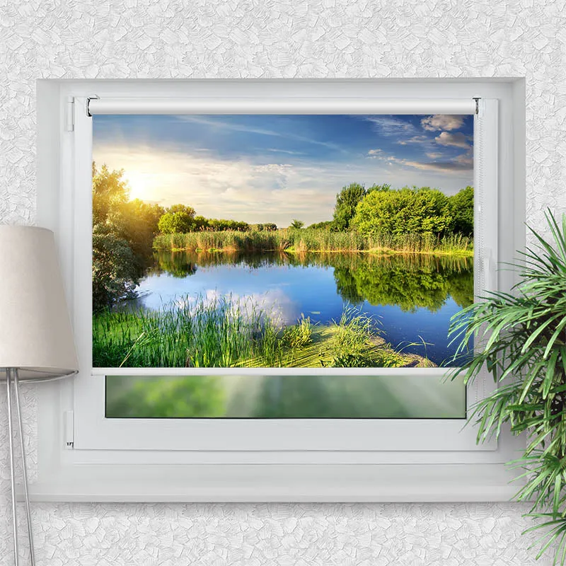 Klemmfix Rollo "Idyllischer Waldsee" | Motiv-Klemmrollo