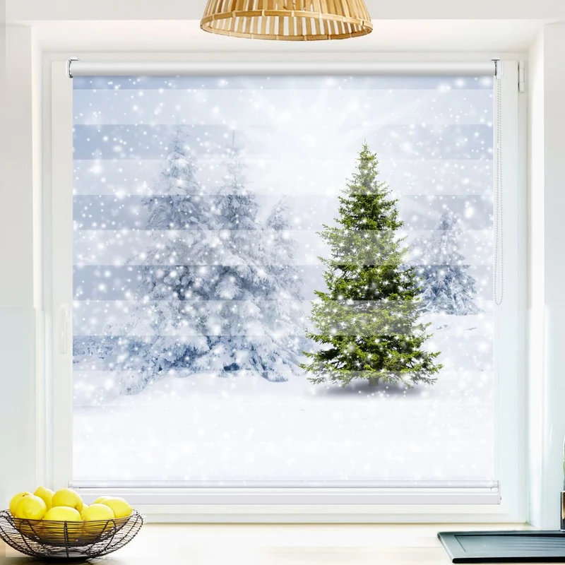Klemmfix Doppelrollo "Tannenbaum Winter" | Klemm Doppelrollo