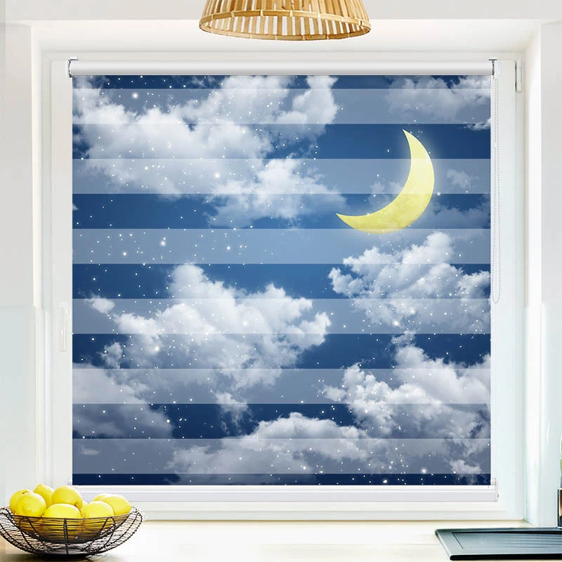 Klemmfix Doppelrollo "Halbmond Himmel Nacht" | Klemm Doppelrollo