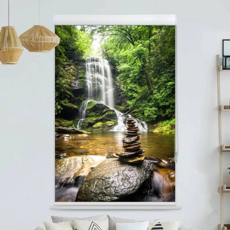Kassettenrollo Motiv "Wasserfall Zen Stones" | bis B 420 x H 420 cm