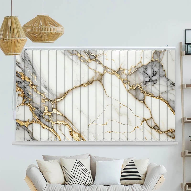 Lamellenvorhang Motiv "Gold Weiss Marmoriert"