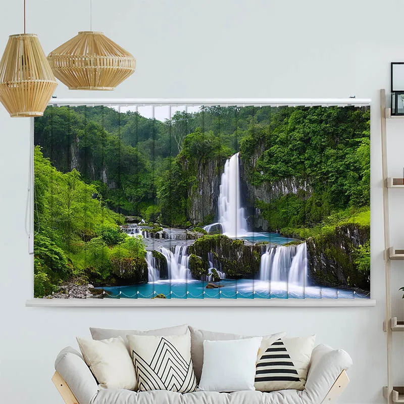 Lamellenvorhang Motiv "Wasserfall im Wald"