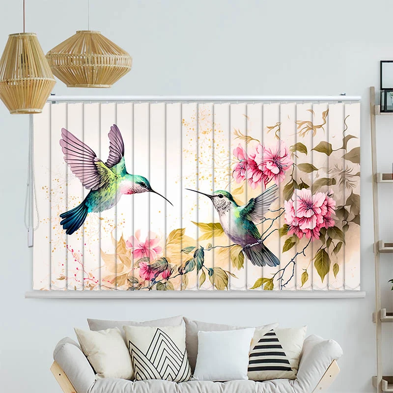 Lamellenvorhang Motiv "Kolibri Blueten"