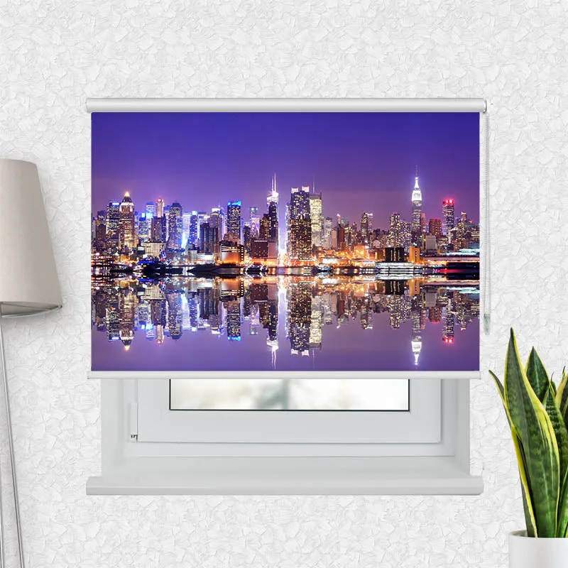 Motivrollo 'Skyline Manhatten Nacht' | Bis B 430 x H 440 cm