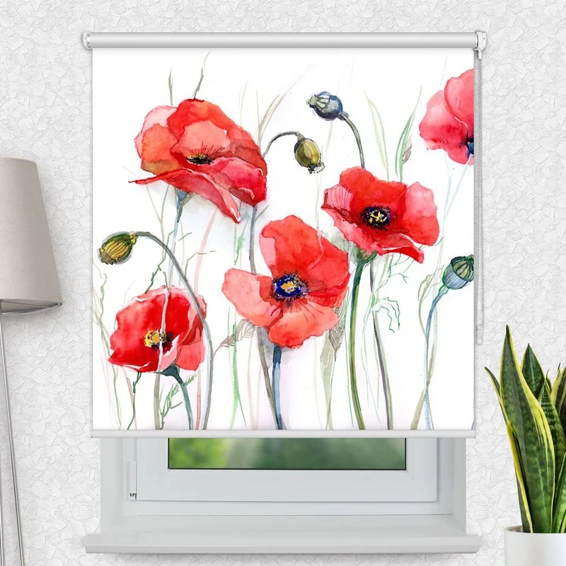 Motivrollo 'Mohnblumen Gemaelde' | Bis B 430 x H 440 cm