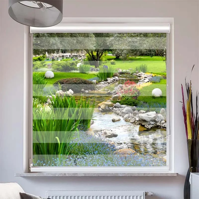 Doppelrollo mit Kassette "Wunderschoener Garten"