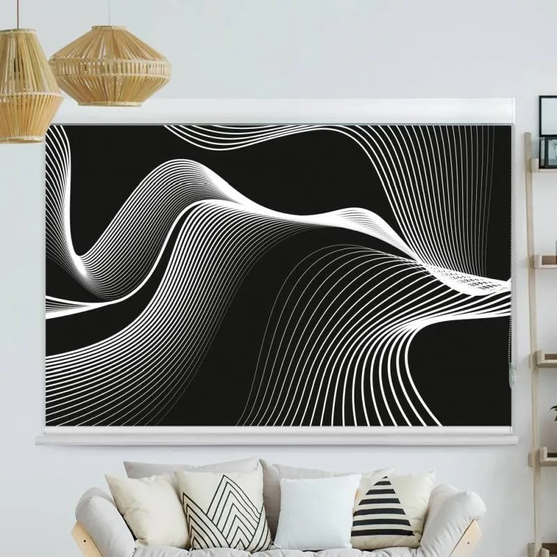 Kassettenrollo Motiv "Wellen Monochrom" | bis B 420 x H 420 cm