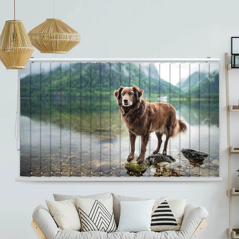 Lamellenvorhang Motiv "Hund am Bergsee"