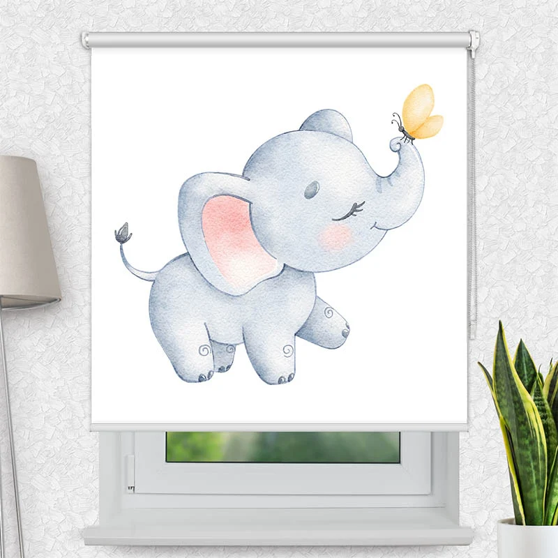 Motivrollo 'Elefantenkind Schmetterling' | Bis B 430 x H 440 cm