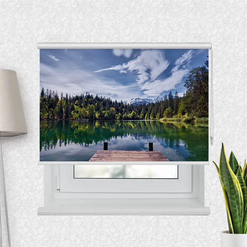 Motivrollo 'Bergsee im Wald' | Bis B 430 x H 440 cm
