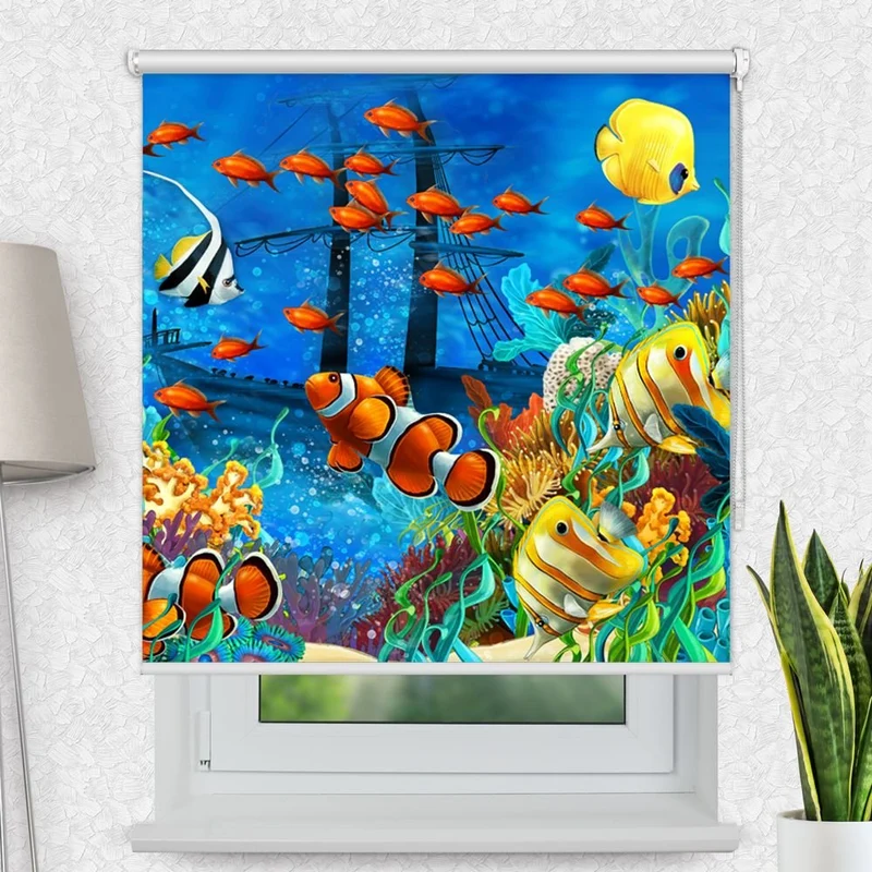 Motivrollo 'Fische Kindermotiv' | Bis B 430 x H 440 cm