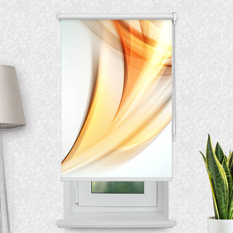 Motivrollo 'Abstakt Wellen Orange Grau' | Bis B 430 x H 440 cm