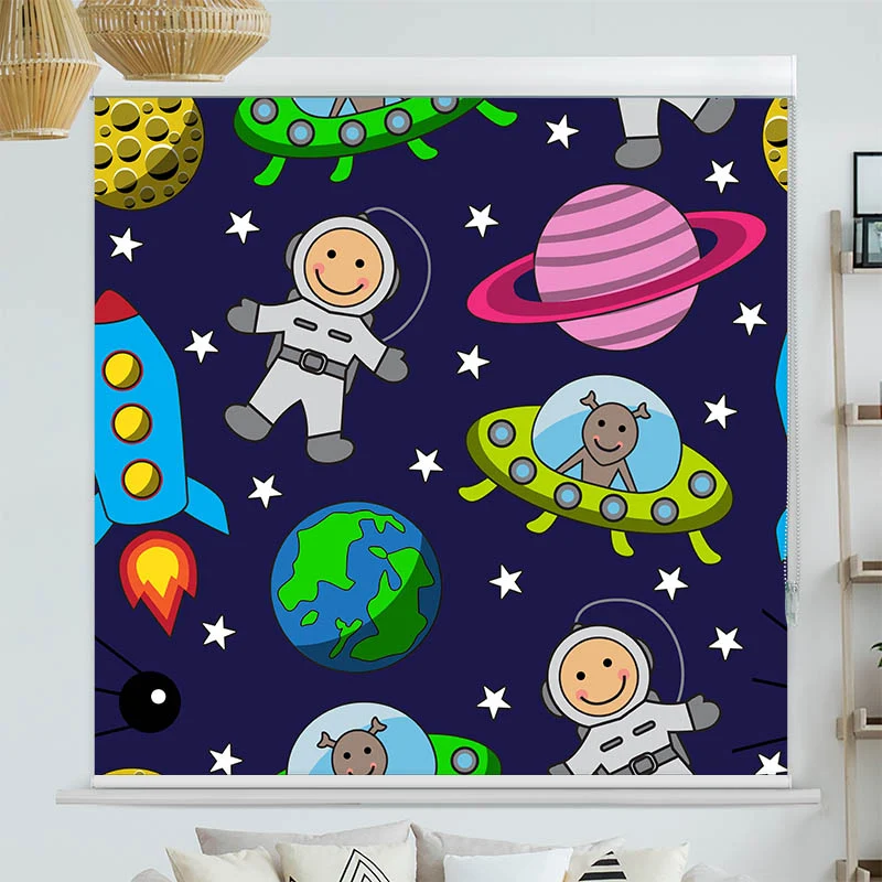 Kassettenrollo Motiv "Astronauten im Weltraum" | bis B 420 x H 420 cm