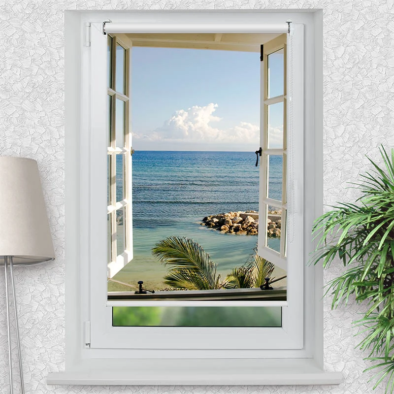 Klemmfix Rollo "Fenster Meerblick" | Motiv-Klemmrollo