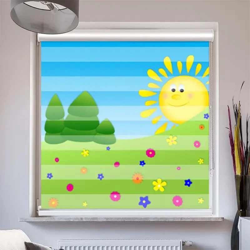 Doppelrollo mit Kassette "Sonne und Wiese"