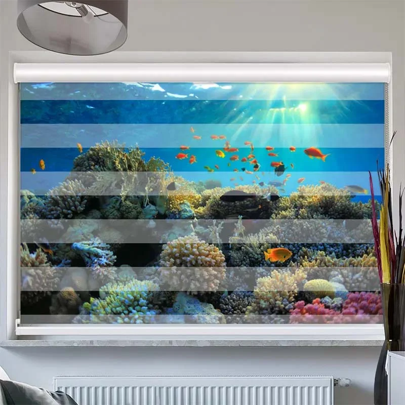 Doppelrollo mit Kassette "Fische im Ozean"