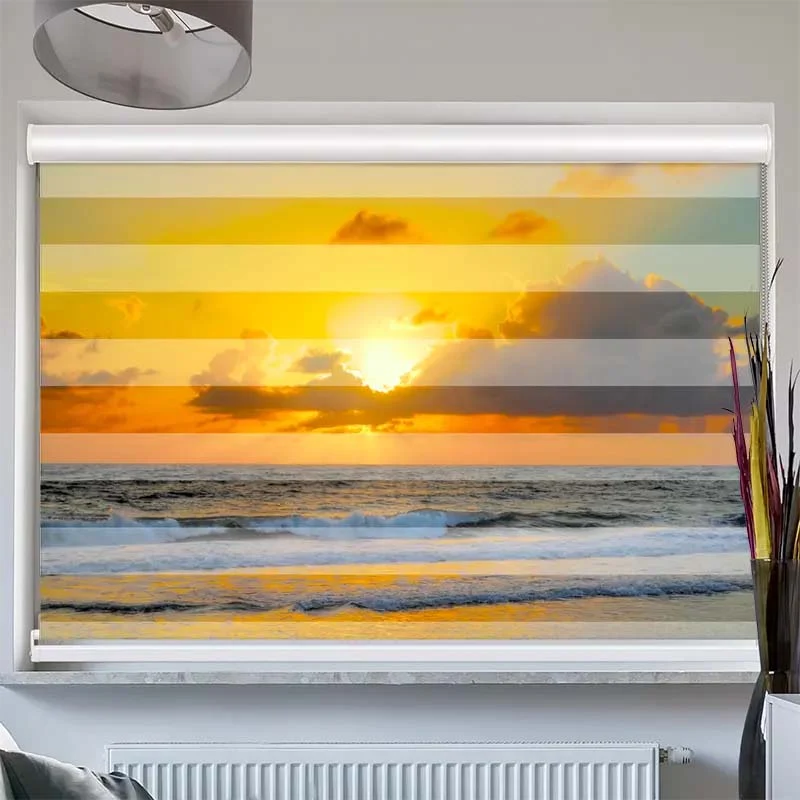Doppelrollo mit Kassette "Sonnenuntergang Meer"