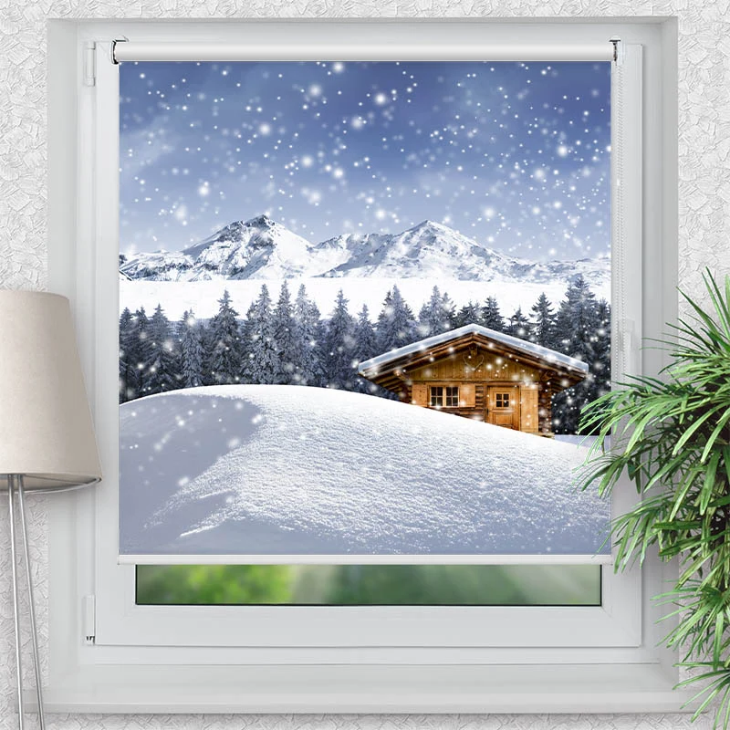 Klemmfix Rollo "Schneehuette Winter" | Motiv-Klemmrollo