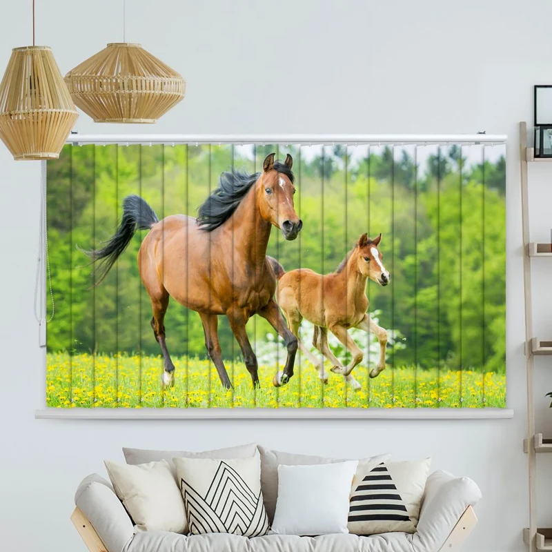 Lamellenvorhang Motiv "Pferd mit Fohlen"