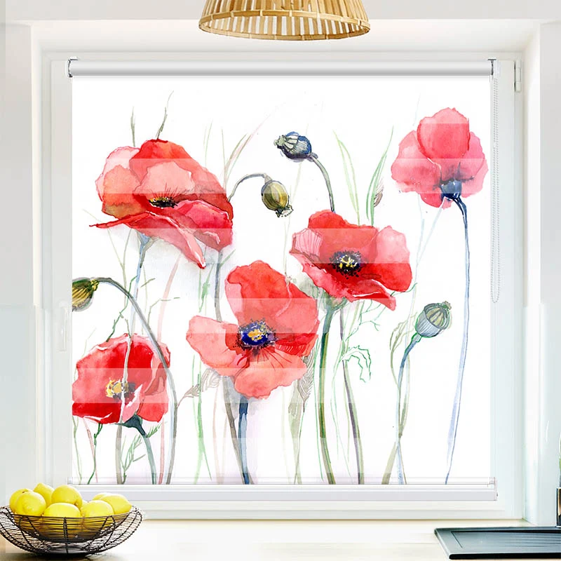 Klemmfix Doppelrollo "Mohnblumen Gemaelde" | Klemm Doppelrollo