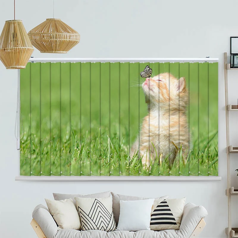 Lamellenvorhang Motiv "Kitten und Schmetterling"