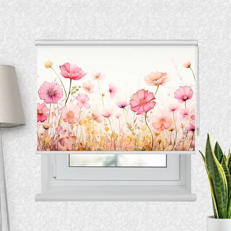 Motivrollo 'Aquarell Rosen und Mohn' | Bis B 430 x H 440 cm