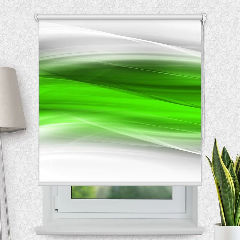 Motivrollo 'Wellen Gruen Grau' | Bis B 430 x H 440 cm