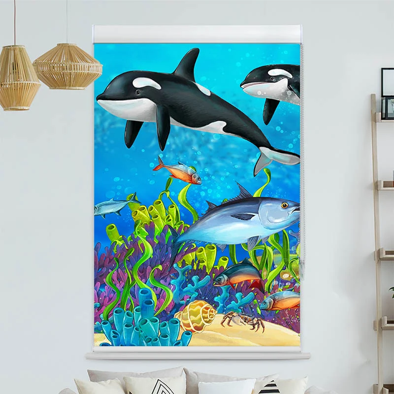 Kassettenrollo Motiv "Orcas" | bis B 420 x H 420 cm