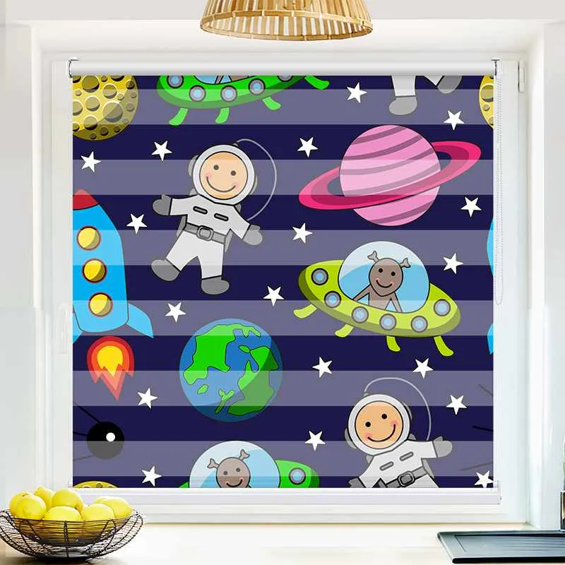 Klemmfix Doppelrollo "Astronauten im Weltraum" | Klemm Doppelrollo