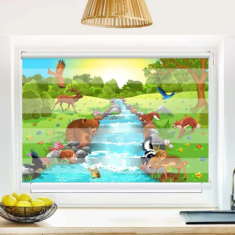 Klemmfix Doppelrollo "Tiere am Fluss" | Klemm Doppelrollo
