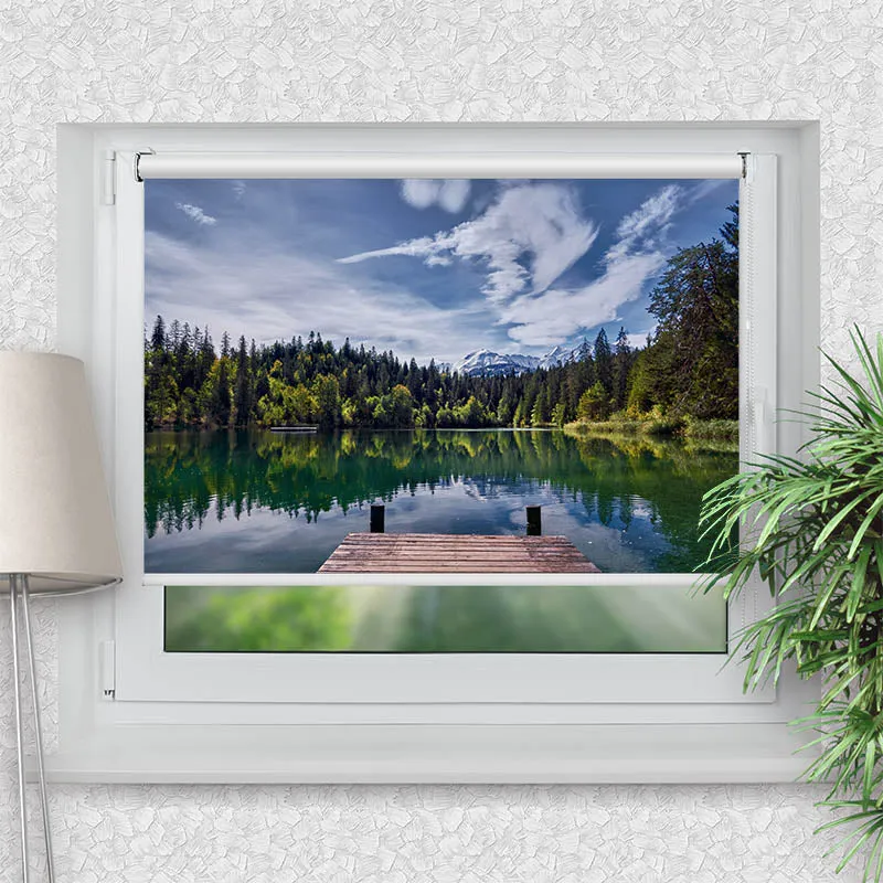 Klemmfix Rollo "Bergsee im Wald" | Motiv-Klemmrollo