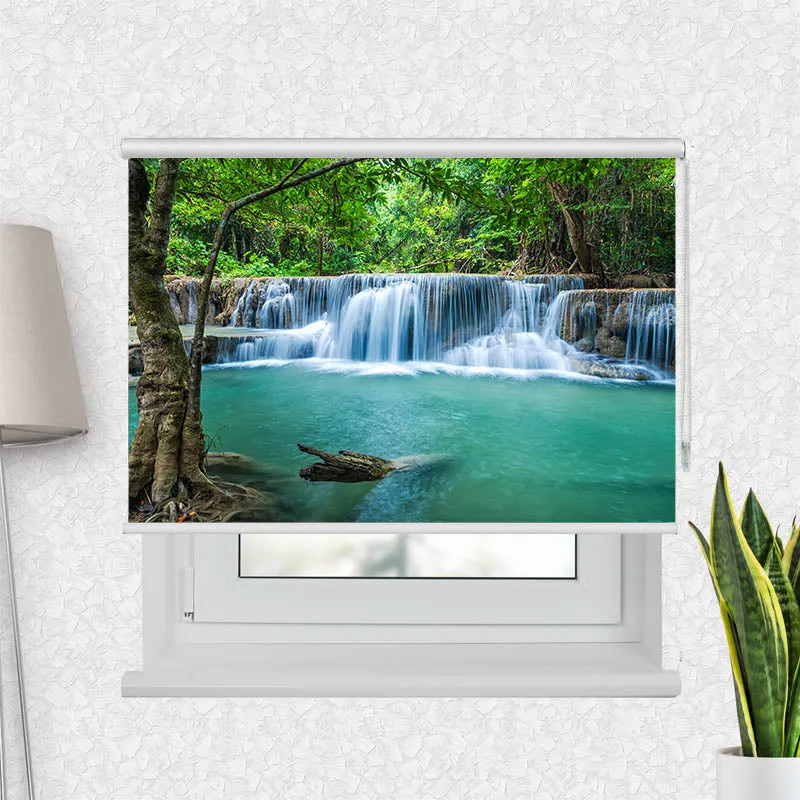 Motivrollo 'Wasserfall im Wald' | Bis B 430 x H 440 cm