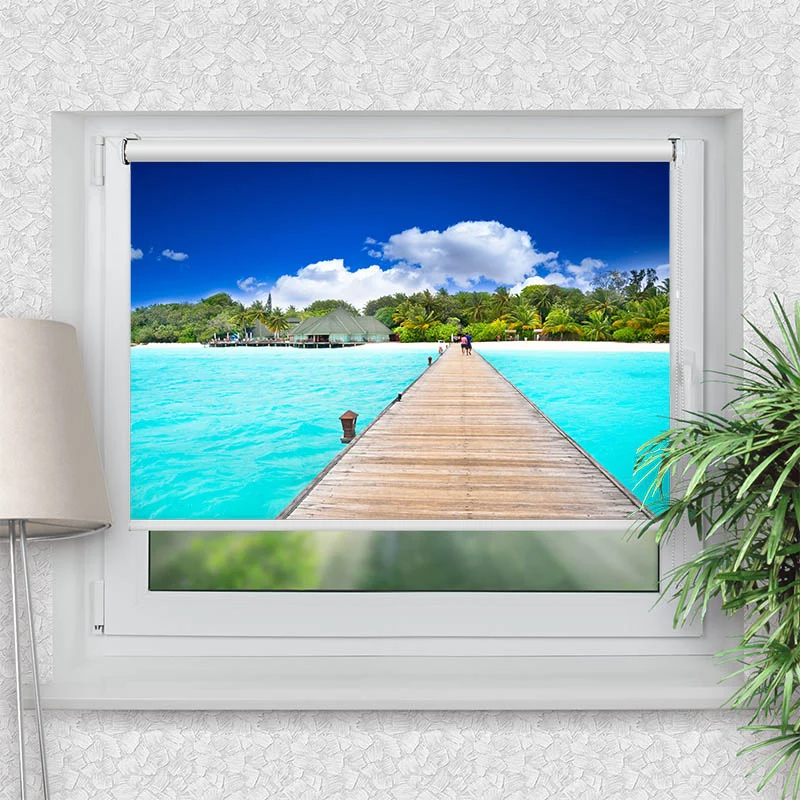 Klemmfix Rollo "Meer Steg" | Motiv-Klemmrollo