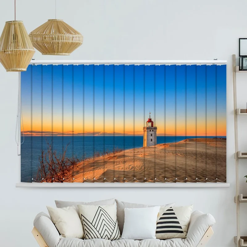 Lamellenvorhang Motiv "Leuchtturm Meer"