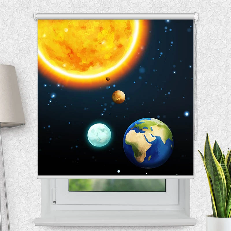 Motivrollo 'Sonne und Planeten' | Bis B 430 x H 440 cm
