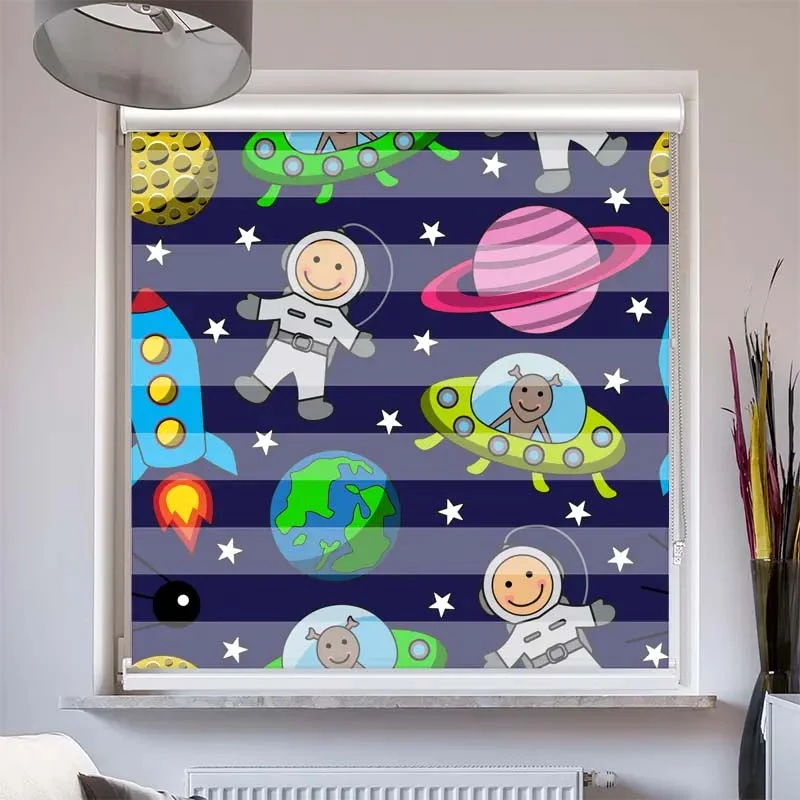 Doppelrollo mit Kassette "Astronauten im Weltraum"