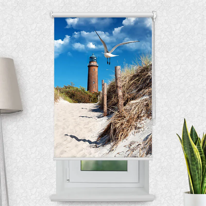 Motivrollo 'Duene Leuchtturm Moewe' | Bis B 430 x H 440 cm