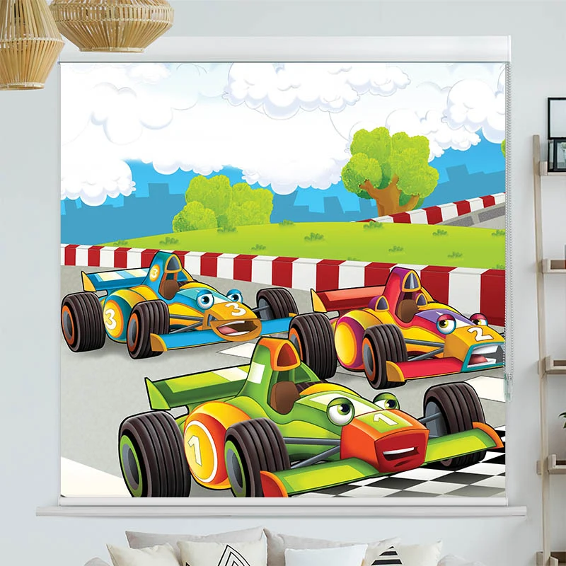 Kassettenrollo Motiv "Autorennen" | bis B 420 x H 420 cm