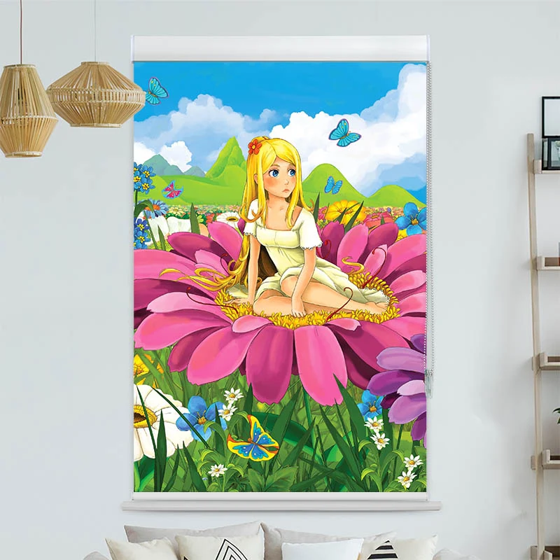 Kassettenrollo Motiv "Madchen auf Einer Blume" | bis B 420 x H 420 cm