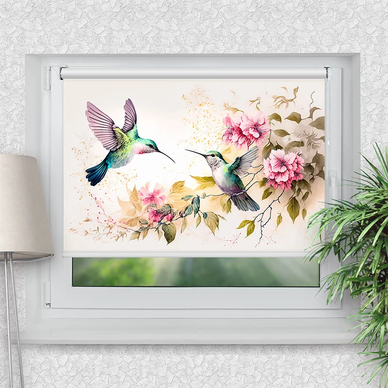 Klemmfix Rollo "Kolibri Blueten" | Motiv-Klemmrollo