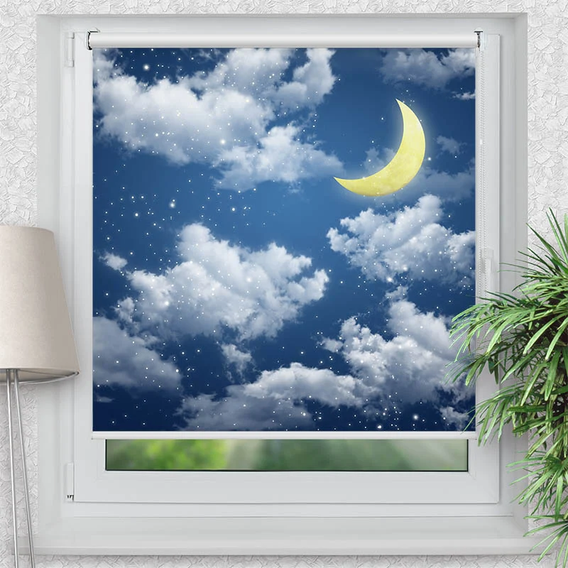 Klemmfix Rollo "Halbmond Himmel Nacht" | Motiv-Klemmrollo