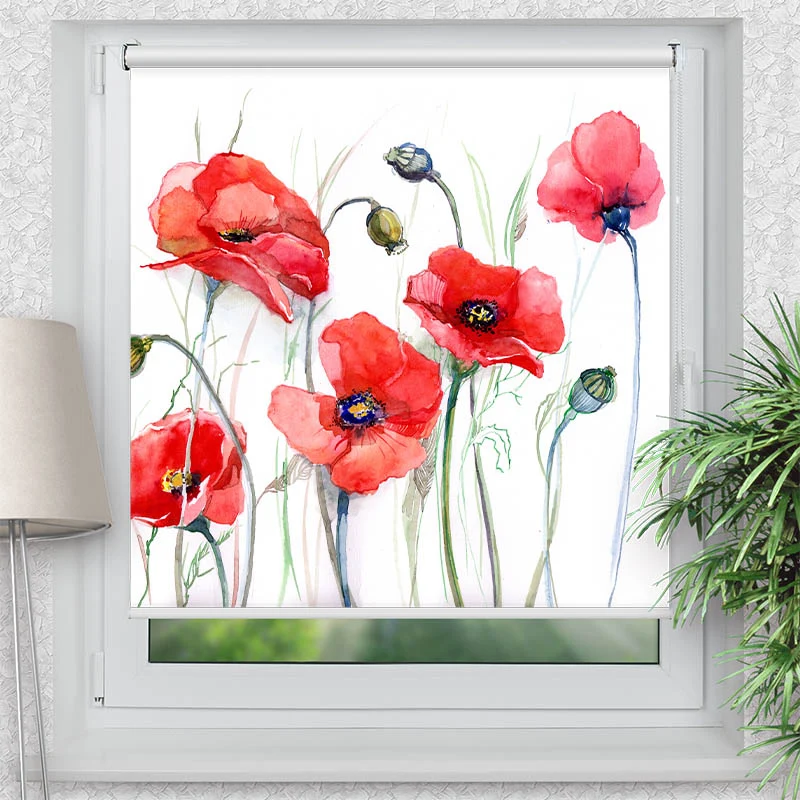 Klemmfix Rollo "Mohnblumen Gemaelde" | Motiv-Klemmrollo