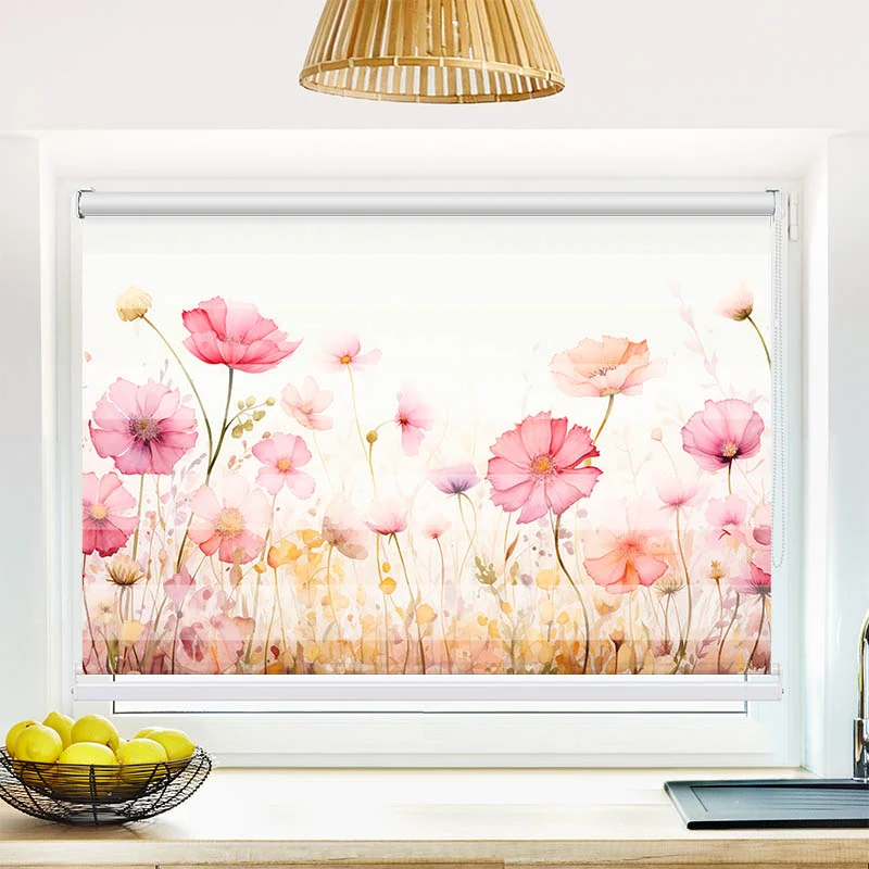 Klemmfix Doppelrollo "Aquarell Rosen und Mohn" | Klemm Doppelrollo