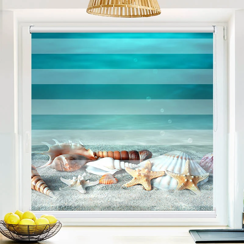 Klemmfix Doppelrollo "Muschel und Seestern am Strand" | Klemm Doppelrollo